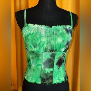 Fashion Nova Kelly Green Tie-Dye Corset Fit Cami